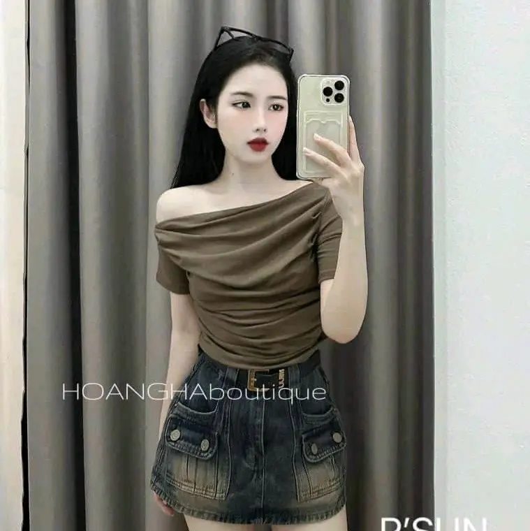 áo kiểu trễ vai chất đẹp co giãn 4 chiều bomber croptop aochong nang khoác áodạ 1