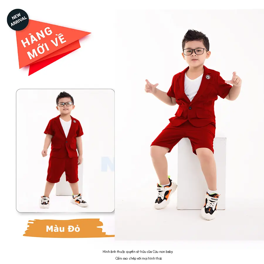 [Ảnh Thật] Bộ Vest Bé Trai Công Tử Sang Chảnh  - Đỏ