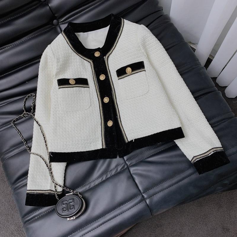 Áo khoác dạ tweed nữ viền đen. Áo dạ trắng siêu xinh thời trang trẻ trung Mùa đông Top Jean Women Jacket