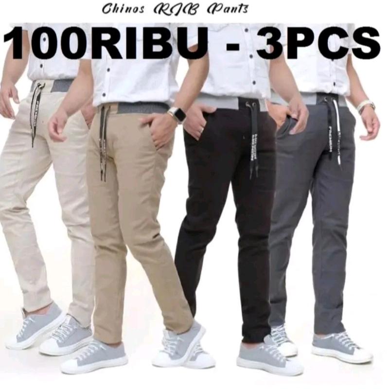 100 Ribu Dapat 3 Pcs celana panjang chinos 1