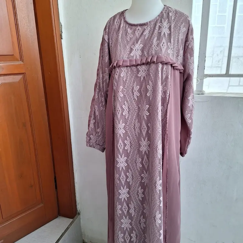 Gamis brukat kondangan mewah ld 140 gamis lebaran2023/ Dress Wanita Muslim Remaja 5