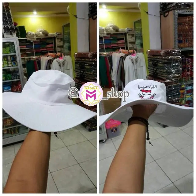 topi lebar polos ihrom haji umroh wanita indonesia
