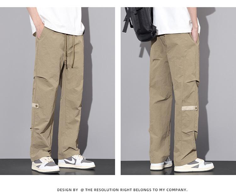 Product Introduction of Spring and Summer New Trend Overalls Men's Comfortable and Loose Umbrella Soldiers Quick-Drying Straight Mop Casual Pants for Boys 15