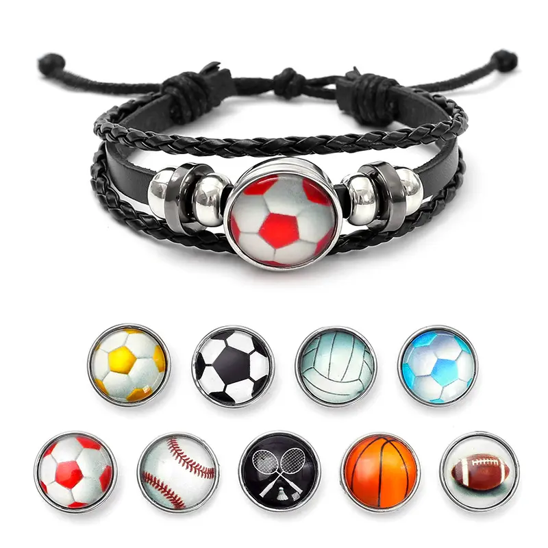 $European and American Popular Ball Leather Bracelet Personality Simple String for Bead Bracelet Creative Fans Commemorative Gift Bracelet