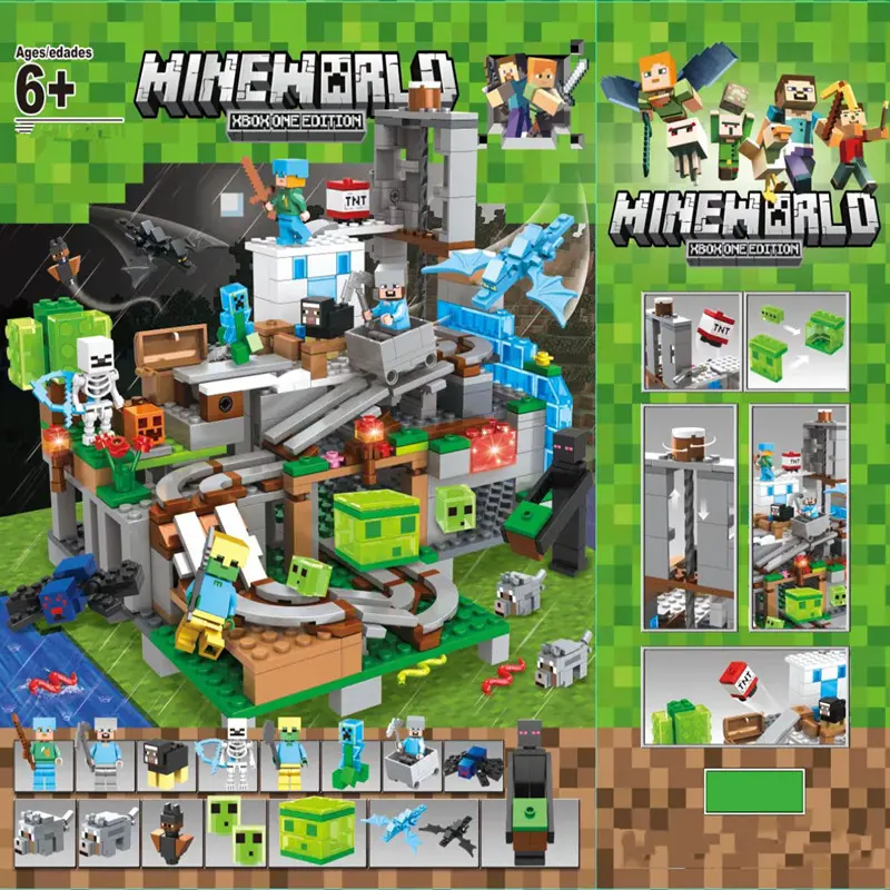 Bộ Lắp Ráp Mô Hình Tháo Ráp 1315 Chi Tiết Minecraftt Thế Giới Sinh Tồn My World Toy Steve Lợn Hồng Đồ Chơi
