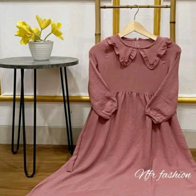 Gamis anak crinkel airflow premium/gamis anak crinkel polos terbaru Poliester 3