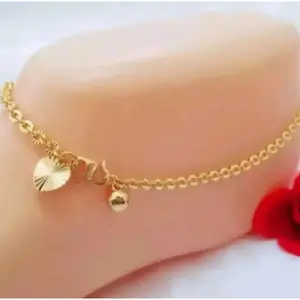 Gelang kaki Nuri ukir titanium gold anti karat perhiasan wanita  lagi trend