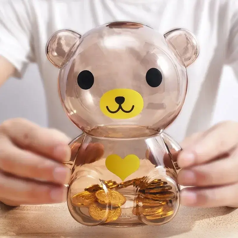 Transparent Plastic Creative Cartoon Piggy Bank Living Room Decoration Children's Toys Gift Piggy Bank Decorative Home Decor