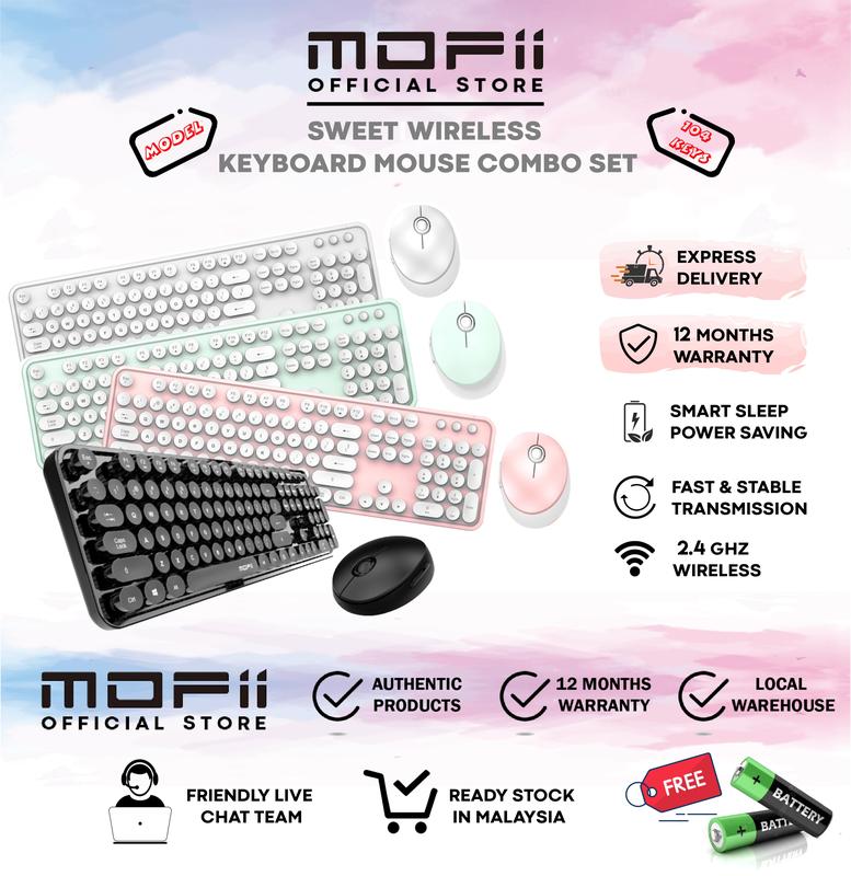 MOFII Sweet Wireless Keyboard set for Laptop Computer PC Gaming Office / Lipstick / Matcha / Sakura Pink / Milk Tea Adjustable Keyboards Mouse Mechanical