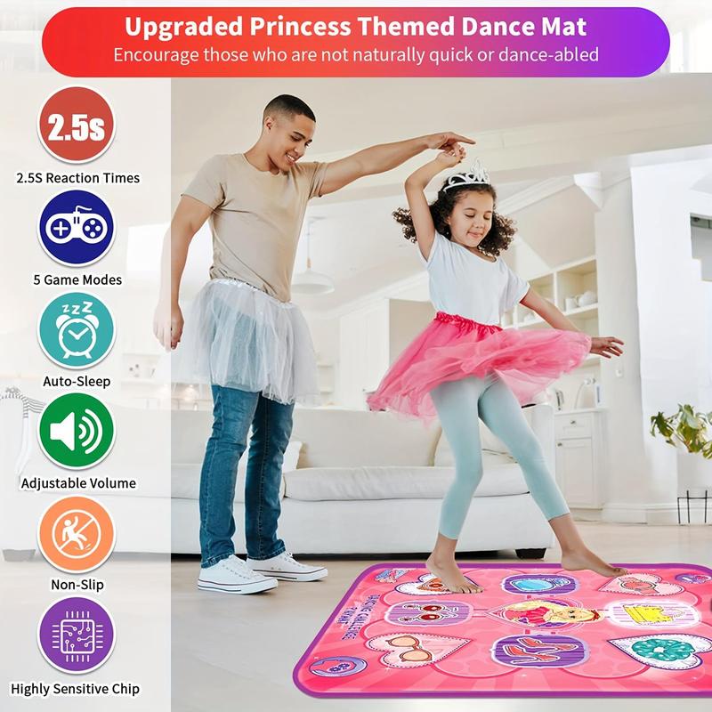 Product Introduction of Princess Themed Dance Mat, Interactive Dance Mat Toy with 5 Interesting Game Modes, Memory Challenge & Non-slip Surface, Perfect Birthday Gift 3