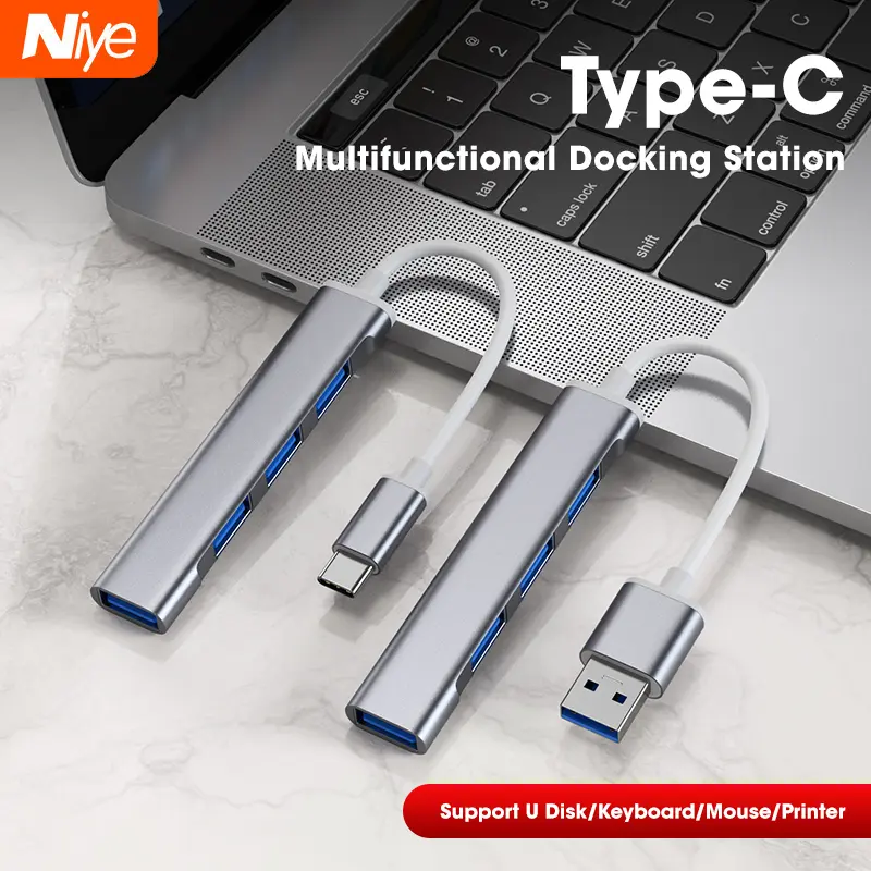 【CYT】USB/Type-C/2 in 1 To 4 Usb Hub Expander Ultra-Thin Mini Portable 4-Port Usb 3.0 Hub Usb Power Interface