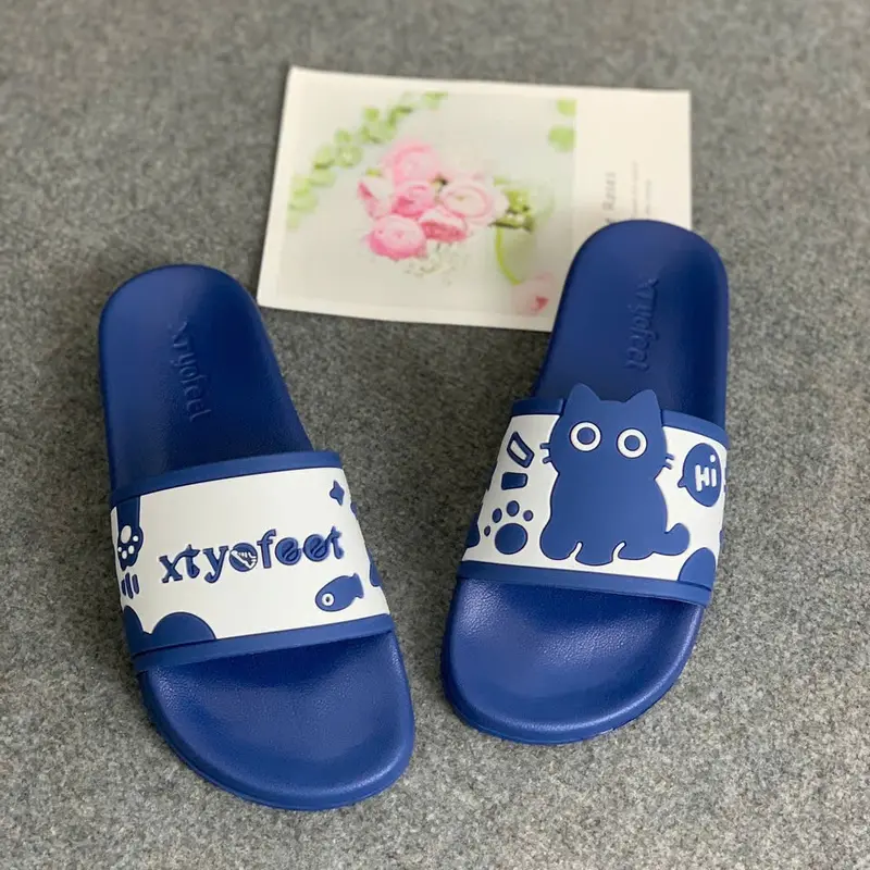 [ FULL BOX ] Dép nam nữ quai cao su họa tiết MÈO HELLO,dép cá  bản full nhiều màu hot trend (XC 46)DéP Slipper Đế Bằng Quai Ngang Dép Lê 0