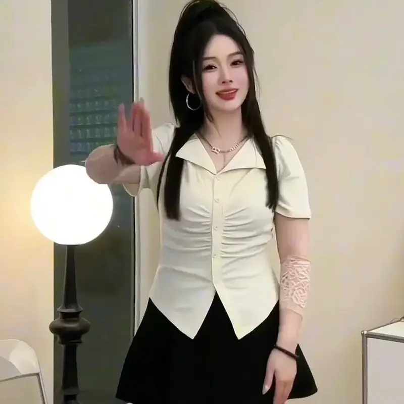 [Lazy có bigsize] Áo Thun Kiểu Cổ V Tay Ngắn Thiết Kế Che Khuyết Điểm Cho Nàng Chubby-Nữ Top Women Shirt Sơ Mi Voan Voi 3