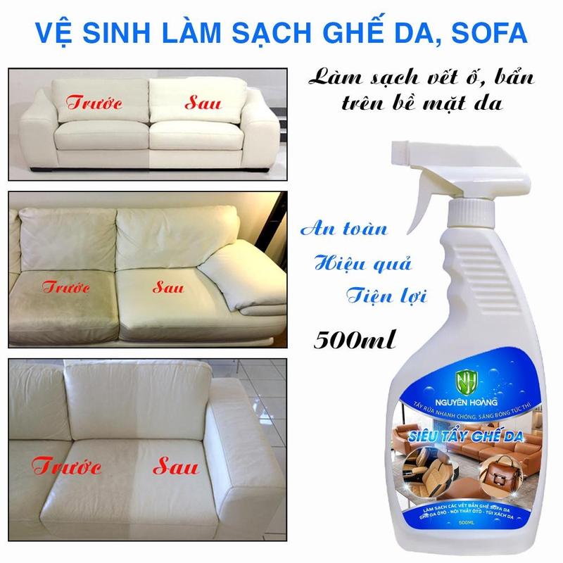 Tẩy ghế da ô tô và sofa Nguyên Hoàng - Dung tích 500ml xịt tẩy rửa đa năng khử mùi làm sạch sâu không gây kích ứng nuoc ruakinhoto