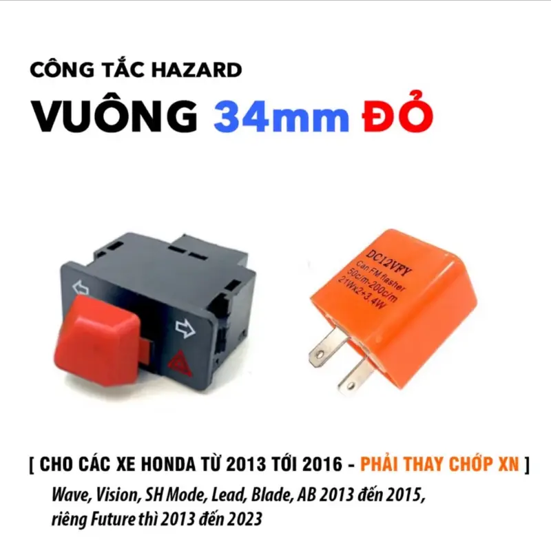 Công tắt HAZARD màu đỏ xe máy (hàng chuẩn) 2