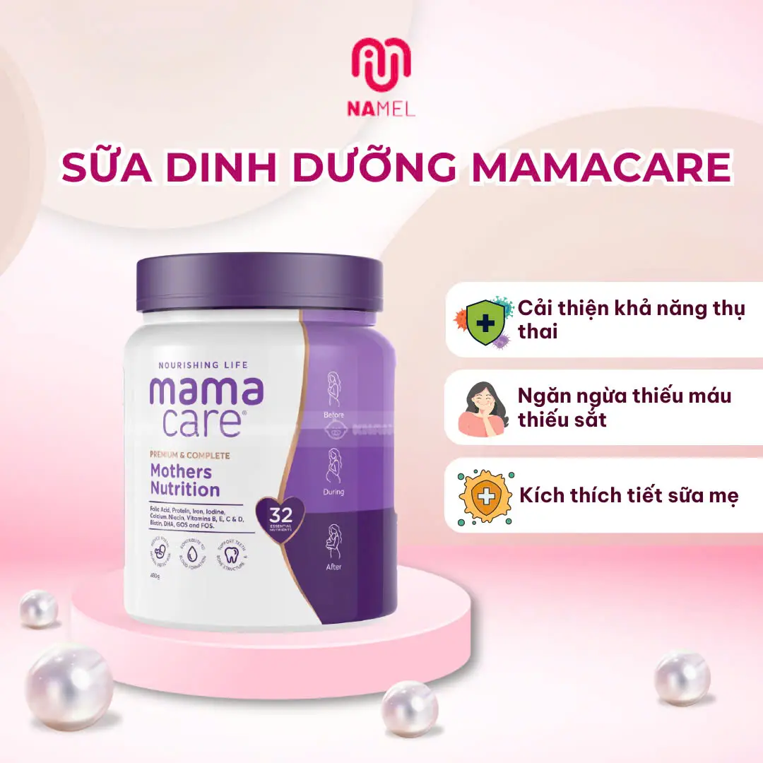 Sữa Bầu Mama Care Nhập khẩu Úc - Hỗ Trợ Giảm nguy cơ dị tật , Giúp trẻ phát triển trí não , cung cấp 30 loại vitamin và khoáng chất cần thiết cho 1 Thai kì khoẻ mạnh