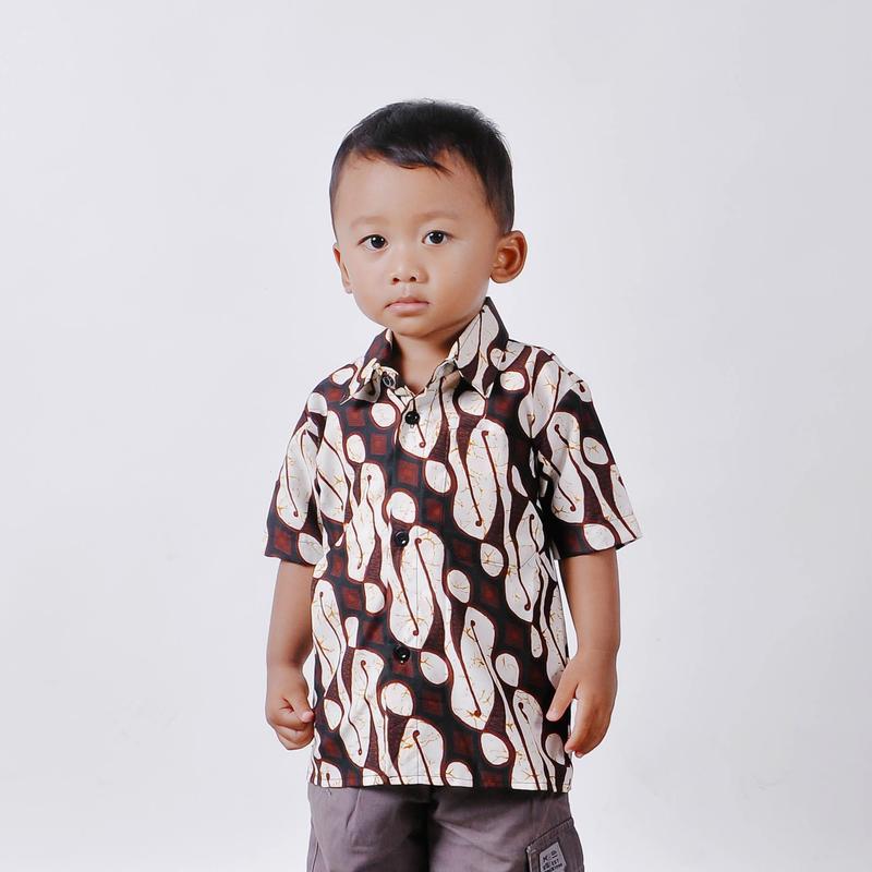kemeja batik anak laki laki lengan pendek Katun Seragam 5