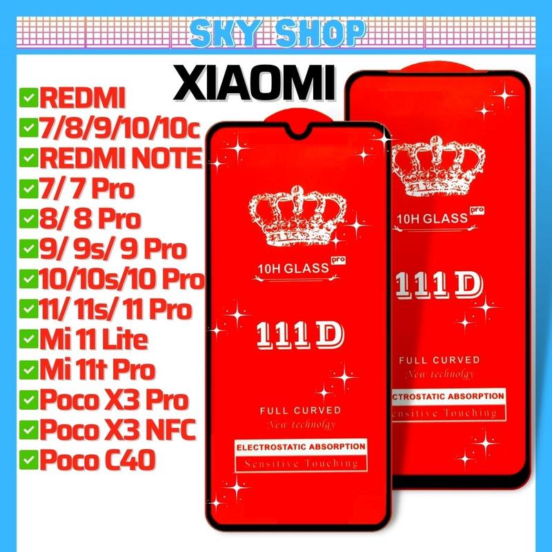 Kính cường lực 111D dành cho điện thoại Xiaomi Redmi a1 10a 10c 12c a2+ 9a 9c 9t note 11 11s 12 12s pro 7 8 9 10 poco c40 x3 x4 x5 pro nfc f3 f4 m3 m4 m5 m5s gt mi 10t 11 lite 11T 12t k30 k40 k50 gaming