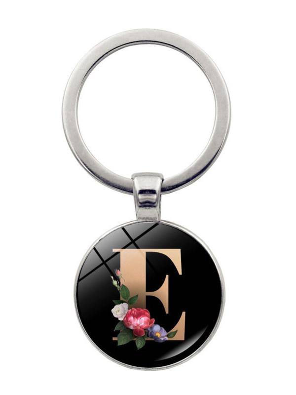 Fashion Colorblock Letter & Flower Pattern Metal Keychain For Men & Women, Fashion All-match Accessory, Trendy Accessories for Daily Life 5