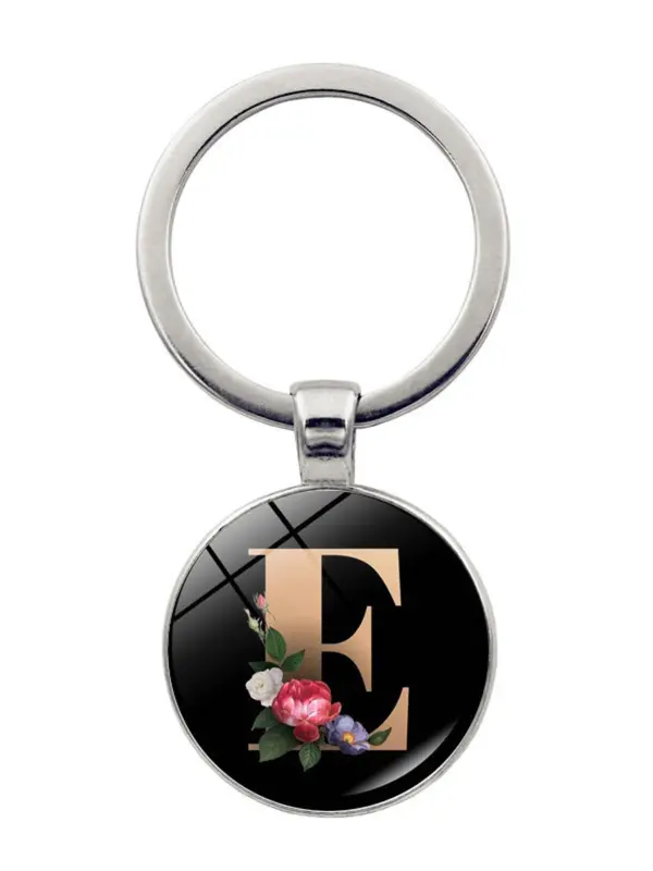 Fashion Colorblock Letter & Flower Pattern Metal Keychain For Men & Women, Fashion All-match Accessory, Trendy Accessories for Daily Life 5