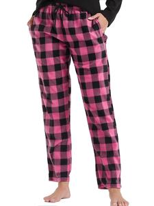 Women's Christmas Plaid Print Drawstring Waist Sleep Pants, Casual Comfy Pocket Straight Leg Trousers for Fall & Winter, Women's Sleepwear for Indoor Wear