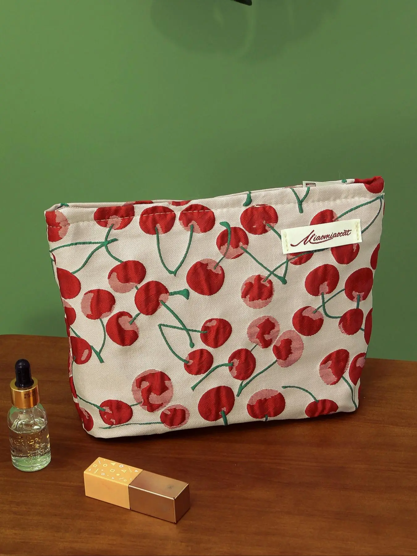 Floral Embroidered Makeup Bag, Large Capacity Cosmetic Storage Bag, Portable Travel Toiletry Bag