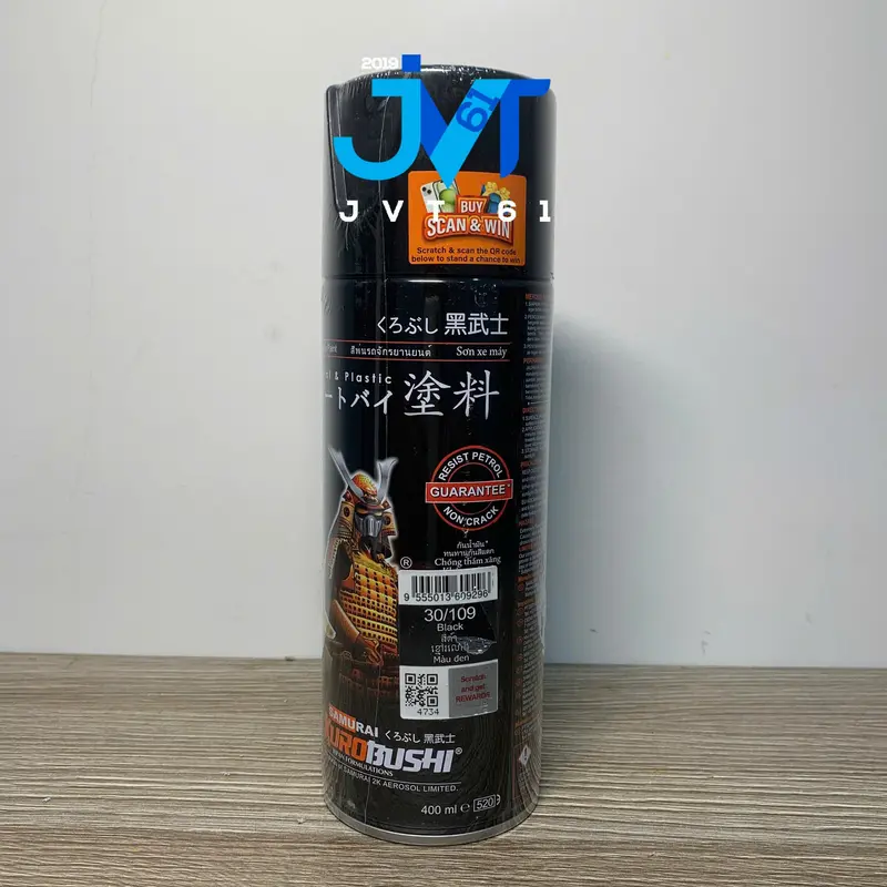 Sơn xịt Samurai 109 đen bóng 400ml – Bền màu, bám dính tốt 2