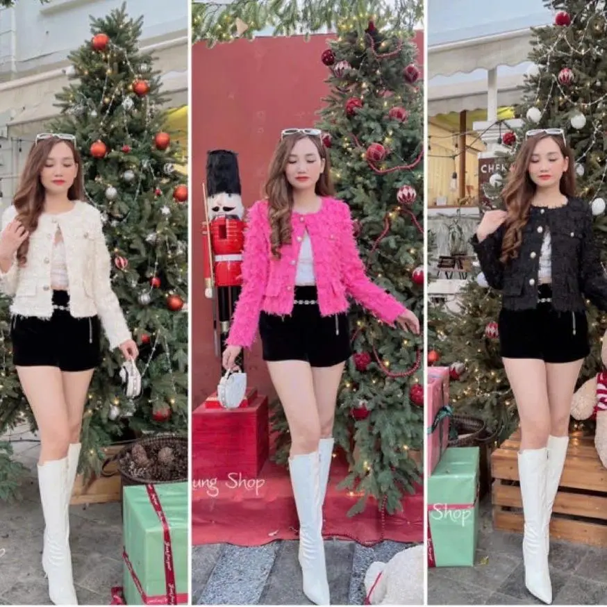 Mã M2 - Dạ Tweed Tua rua 2 nắp túi hot mới về Nữ Jacket