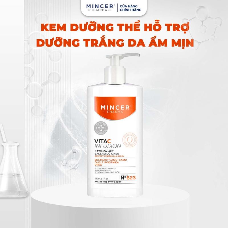 ĐỘC QUYỀN LIVE Kem Body Lotion Dưỡng Trắng & Chống Lão Hoá Mincer Pharma Vita C Infusion Body Lotion 250ml