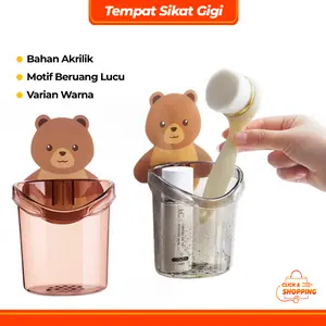Tempat Sikat Gigi Gelas Odol Gigi Tempel Dinding Motif Beruang Serbaguna 863