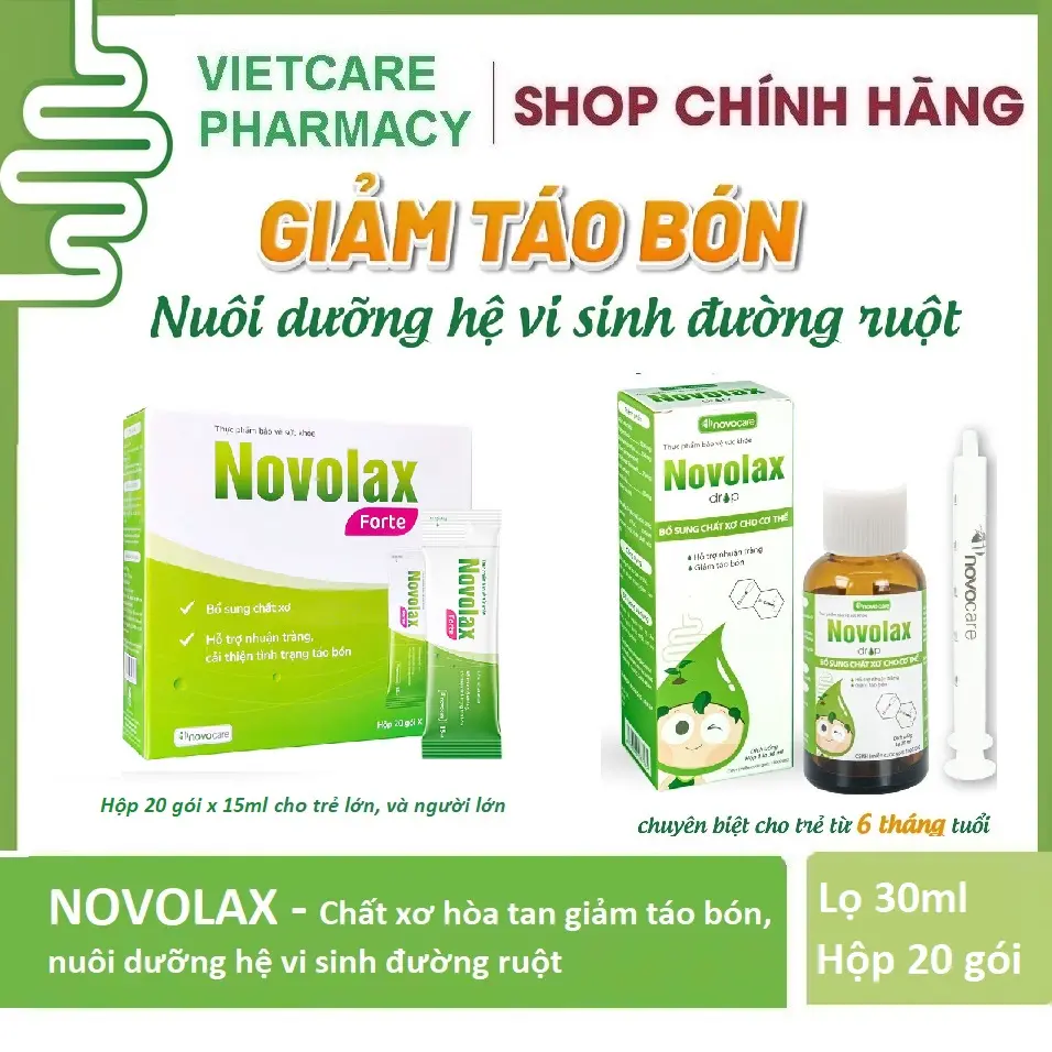 NOVOLAX - Chất Xơ Hoà Tan từ Thiên Nhiên giảm táo bón, nuôi dưỡng hệ vi sinh đường ruột
