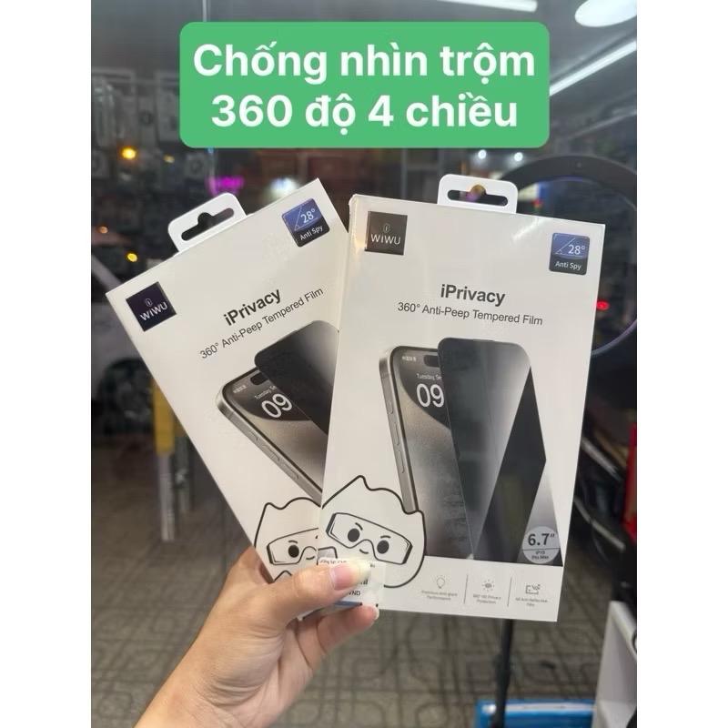 ￼Cường lực Wiwu chống nhìn trộm 4 chiều 360 độ IPhone 16promax/16pro/15promx/15plus(chống nhìn trộm tuyệt đối) kèm khung trợ dán