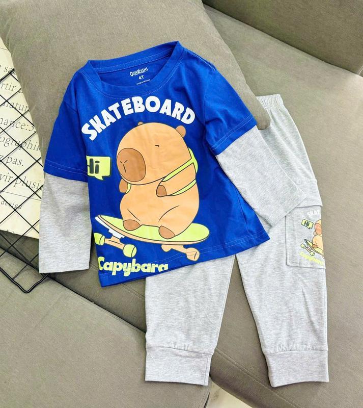 12-43kg Đồ bộ dài labubu dành cho  bé trai dễ thương giữ ấm nhẹ vải mềm êm thoải mái Jean