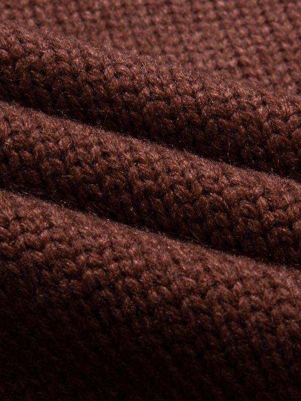Men's Solid Ripped Drop Shoulder Sweater, Loose Casual Long Sleeve Round Neck Jumper for Fall & Winter, Men's Knitwear for Daily Wear 6