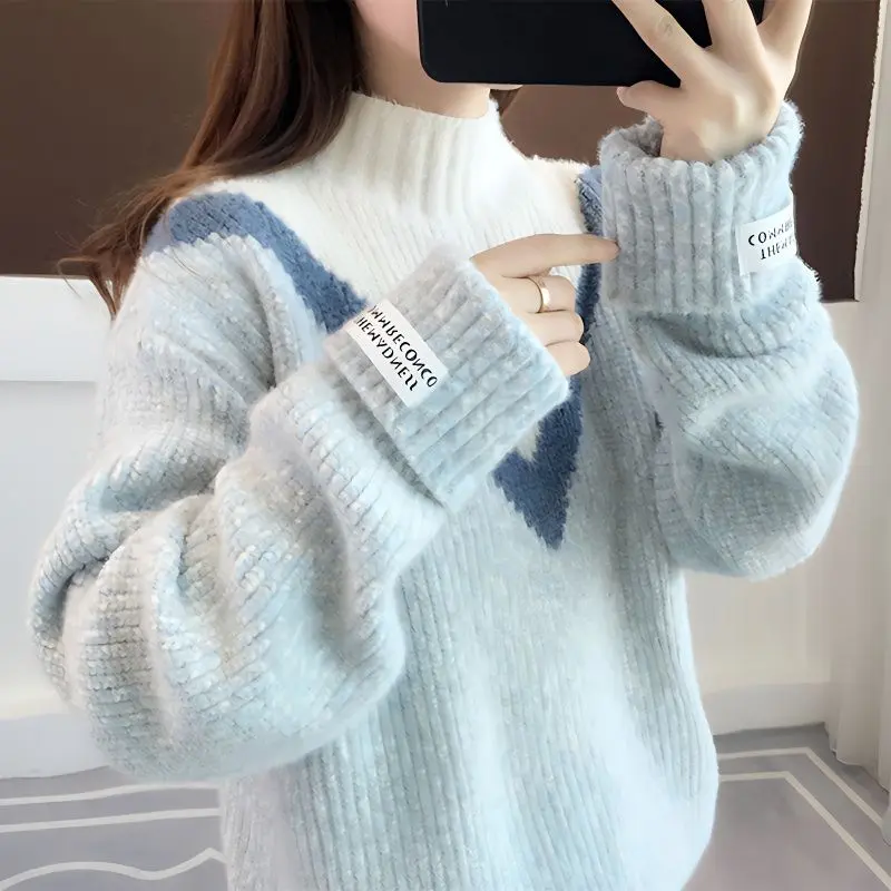 Áo Len, Áo Len, Cổ Lọ, Thích Hợp Mặc Bên Trong Áo Khoác Mùa Đông, Nữ, Giữ Nhiệt, Thích Hợp Mặc Ngoài Trời, Phong Cách Thường Ngày Không Lót Lông Cừu, Xu Hướng Hè, 2024