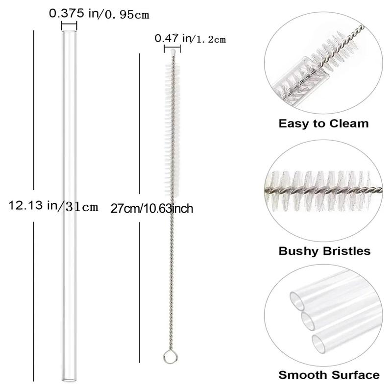 Drinkware Accessories Durable Reusable Straw Set, 7 Counts/set 6 Counts Straw & 1 Count Cleaning Brush, Portable Replacement Straw for 40oz & 30oz Water Bottle Tumbler 1