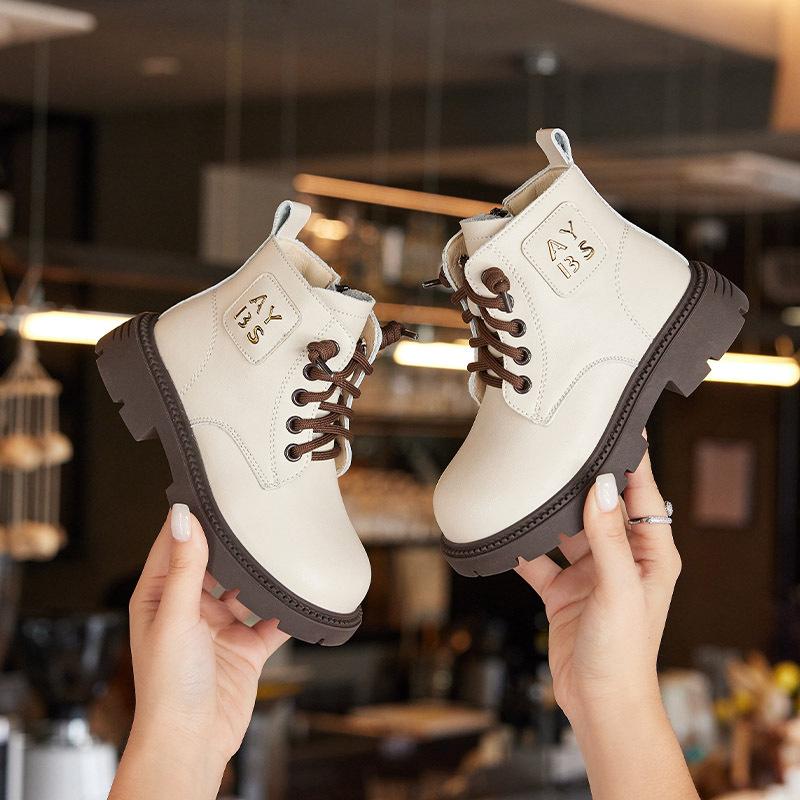 Product Introduction of Girls' Shoes Boots 2024 Spring and Autumn New Thin Cotton Medium and Big Children Winter Boy's Ankle Boot Children Casual Martin Boots 10