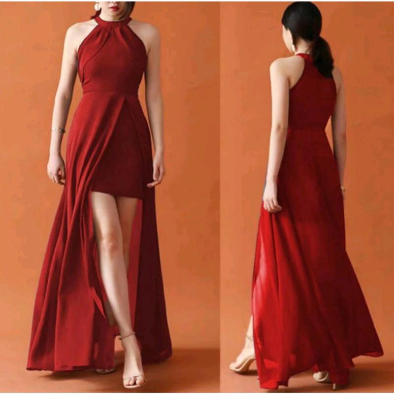 Dress pesta 106095 / LONGDRES HEAVENY ANASTASIA HELTER NECK EKOR PANJANG formal 5