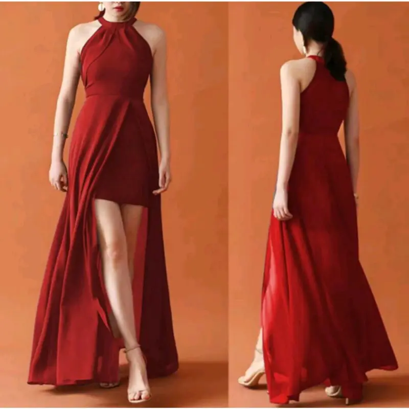 Dress pesta 106095 / LONGDRES HEAVENY ANASTASIA HELTER NECK EKOR PANJANG formal 4