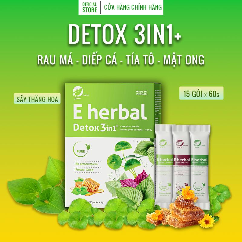 1 HỘP 3in1+ Bột Rau Má Diếp Cá Tía Tô Mật Ong - 15 gói x 60g