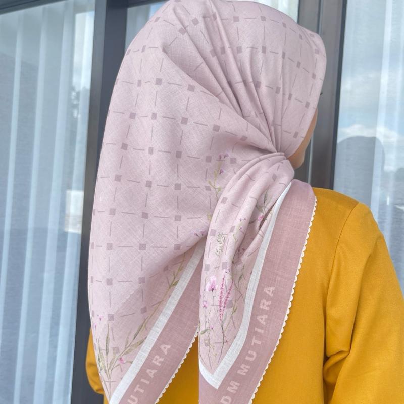 HIJAB jilbab kerudung wanita SEGI EMPAT MOTIF DM MUTIARA VOAL PREMIUM Lembut Muslim Square 4