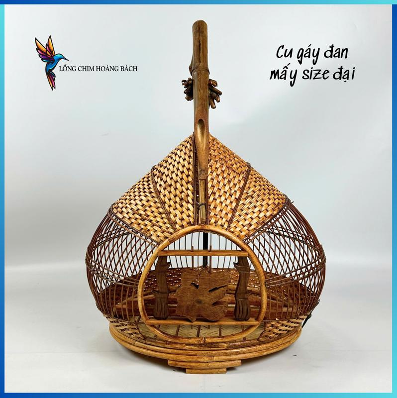 Lồng cu gáy đan mây hàng kĩ size 40, lồng chim cu gáy quả đào hàng kĩ tặng kèm phụ kiện