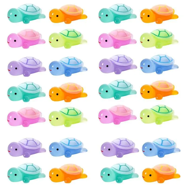 Random Color Luminous Turtle Decoration, 10/20pcs Mini Turtle Ornament, Diy Micro Landscape Mini Desktop Car Decoration Ornaments, Birthday Gifts Ideas, Pink & Pastel Colors, Decor Figurine Glow in The Dark Decoration, Room Home Decor Ornament, Magical 7
