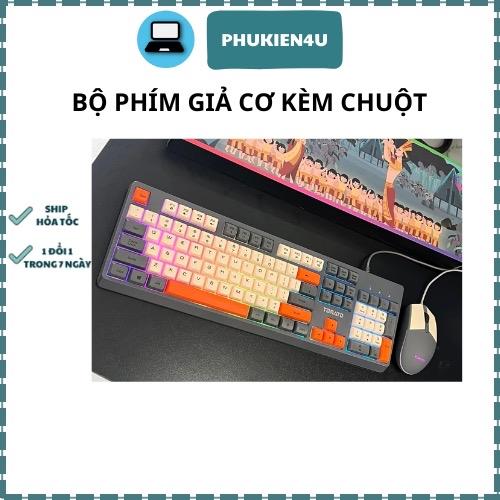 Combo Phím giả cơ kèm chuột Tomato full có đèn led