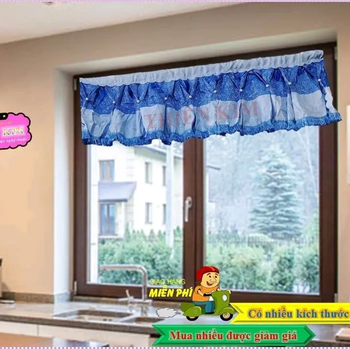 Diềm cửa cao 4 tất, dùng để trang trí nhà cửa cho đẹp và sang trọng hơn, dùng treo cửa sổ, cửa buồng, cửa lớn chất liệu gấm màu biển chống nhăn. chống gỉ