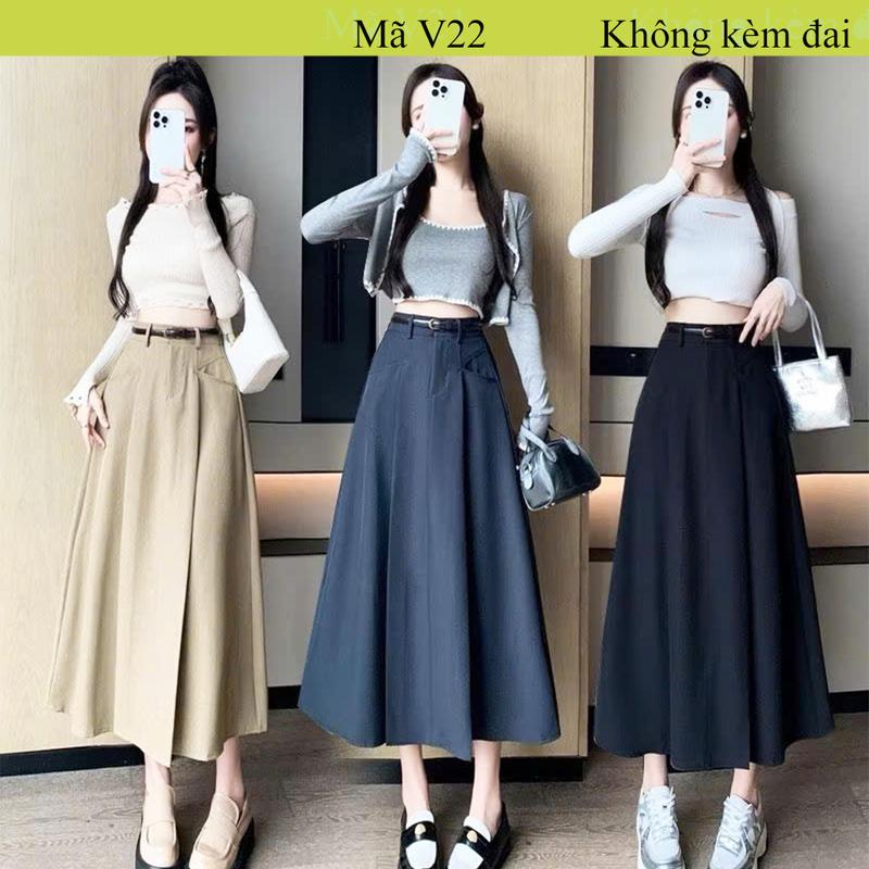 V22 : Chân váy xòe dáng dài phong cách Hàn Quốc 0