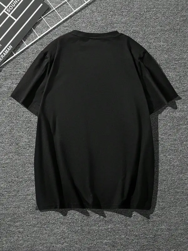 Men's Plus Size Funny Graphic Print Tee, Regular Fit Casual Drop Shoulder Short Sleeve T-shirt, Men's Summer Clothes for Daily Wear 1