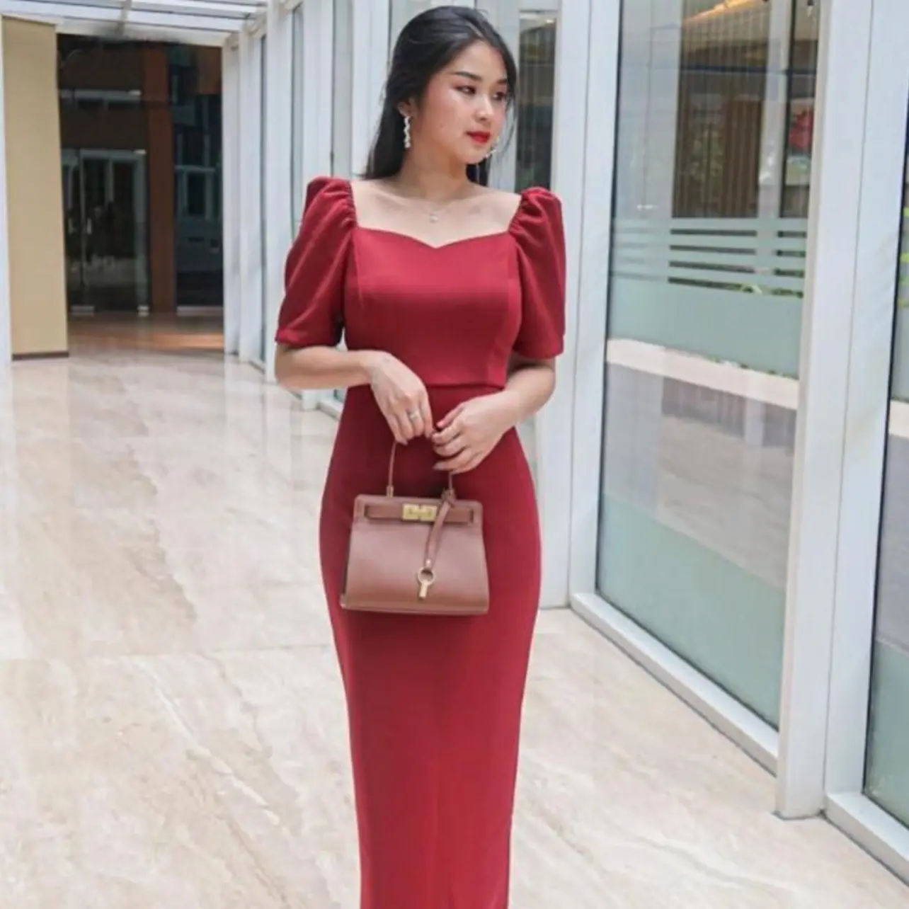 KC - Sarah Long Dress - Premium Scuba Dress Bodycon Wanita