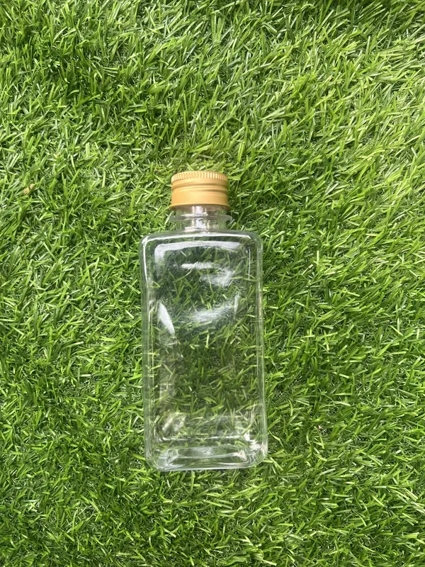 Combo 10 chai trà sữa dáng dẹp ngang 250ml PET an toàn - kèm nắp 6