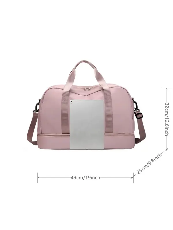 New Trendy Simple Letter Print Zipper Travel Bag, 2025 Matching Lightweight Large Capacity Dry & Wet Separation Sports Fitness Bag, Short-distance Business Trip Travel Bag, Portable Luggage Bag 5